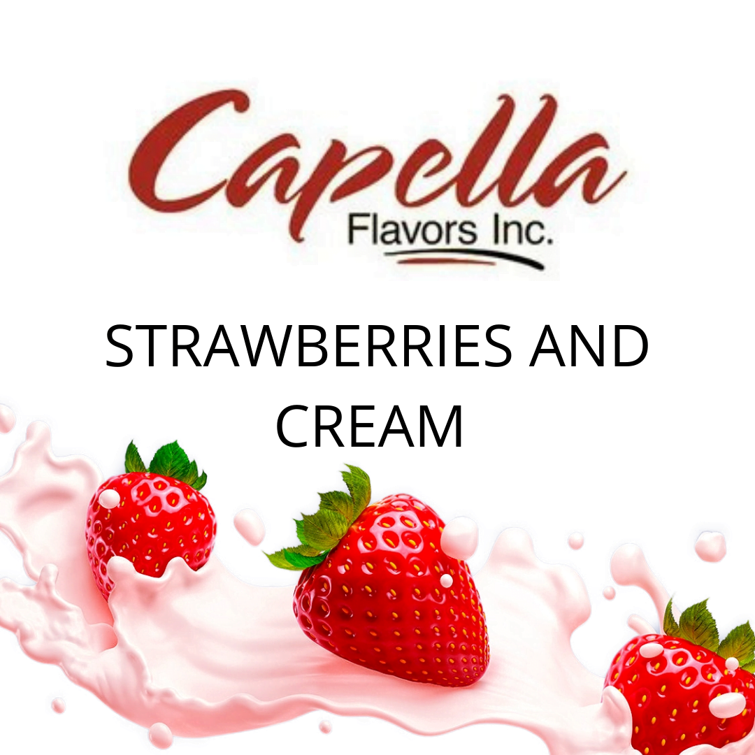 Strawberries and Cream (Capella) - пищевой ароматизатор Capella, вкус Клубника со сливками купить оптом ароматизатор Капелла Strawberries and Cream (Capella)